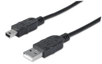 Manhattan USB-kabel USB 2.0 USB-A stekker, USB-mini-B stekker 1.80 m Zwart Vergulde steekcontacten, UL gecertificeerd 333375-CG - thumbnail