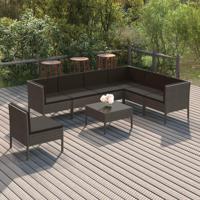 8-delige Loungeset met kussens poly rattan grijs - thumbnail