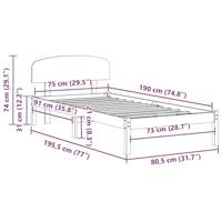 Bedframe met hoofdeinde Wit 75 x 190 cm Massief grenenhout - thumbnail
