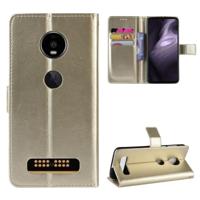 Retro Crazy Horse textuur horizontale Flip lederen case voor Motorola Moto Z4 Play met houder & kaartsleuven & portemonnee & Lanyard (goud) - thumbnail