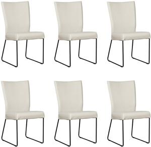 Set van 6 Crème leren industriële eetkamerstoelen Mate - Toledo Leer Nebbia (crème leer)