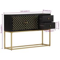 Dressoir 110x30x75 cm massief mangohout zwart en goud - thumbnail