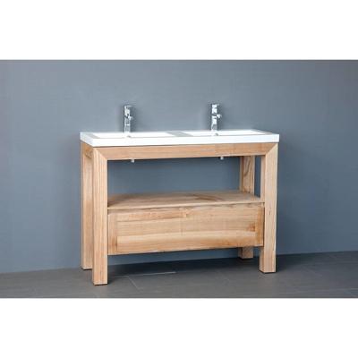 Badkamermeubelset Sanilux Robusta Keramiek 120x47x85 cm 2 Kraangaten Massief Eikenhout