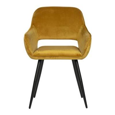 WOOOD Eetkamerstoel 'Jelle' Velvet, kleur Geel WOOOD Eetkamerstoel 'Jelle' Velvet, kleur Geel