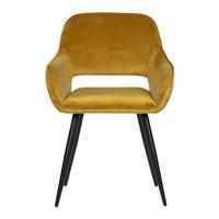 WOOOD Eetkamerstoel 'Jelle' Velvet, kleur Geel - thumbnail