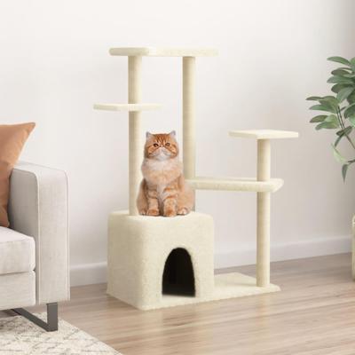 Kattenmeubel met sisal krabpalen 107,5 cm crmekleurig Kattenmeubel met sisal krabpalen 107,5 cm crmekleurig