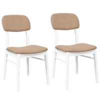 Eetkamerstoelen met kussens 2 st massief hout rubber wit - thumbnail