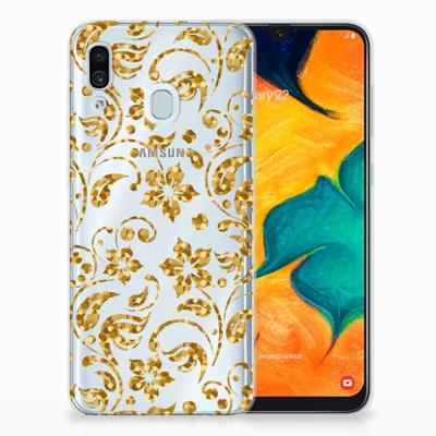 Samsung Galaxy A30 | TPU Case | Gouden Bloemen