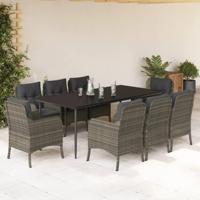 9-delige Tuinset met kussens poly rattan grijs - thumbnail