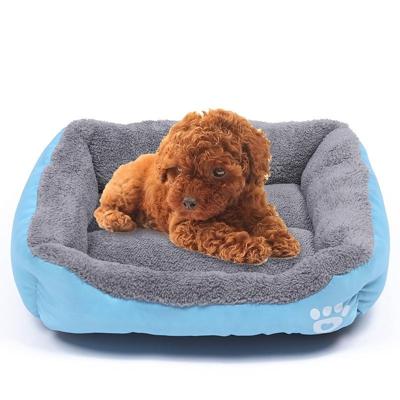 Candy Color vier seizoenen echte warme huisdier hond kennel mat Teddy hond mat maat: S 43 × 32 × 10cm (blauw)