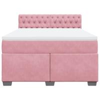 Boxspring met matras fluweel roze 140x190 cm - thumbnail