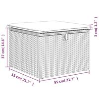 2-delige Loungeset met kussens poly rattan acacia zwart - thumbnail
