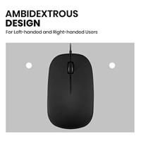 Perixx PERIMICE-201 U B Muis Kabelgebonden Optisch Zwart 3 Toetsen 800 dpi - thumbnail