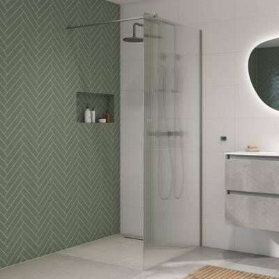 Saqu Modulo inloopdouche incl. antikalk 100x210cm geribbeld glas geborsteld grijs