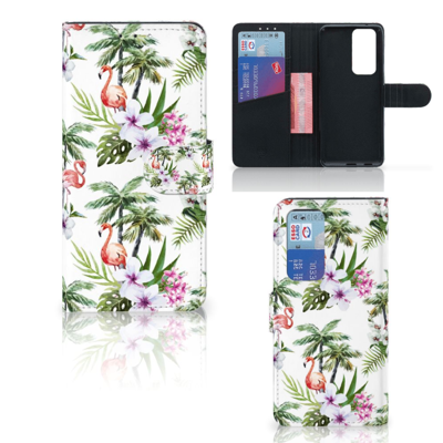 OPPO Find X3 Neo 5G | Telefoonhoesje | Met pasjeshouder | Flamingo Palms