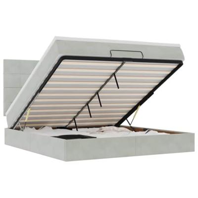 Ottoman bed met matrassen 160x200cm fluweel lichtgrijs