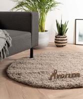Tapeso Rond hoogpolig vloerkleed - Cozy Shaggy - beige - 120 cm rond - thumbnail