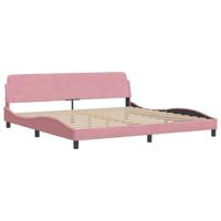 Bedframe met hoofdeinde fluweel roze 200x200 cm - thumbnail