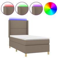 Boxspring met matras en LED stof donkerbruin 80x200 cm - thumbnail