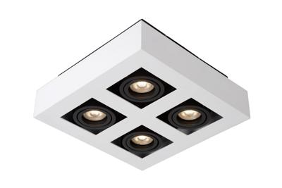 Lucide XIRAX - Plafondspot - LED Dim to warm - GU10 - 4x5W 2200K/3000K - Wit Lucide XIRAX - Plafondspot - LED Dim to warm - GU10 - 4x5W 2200K/3000K - Wit