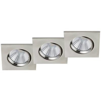 LED Spot 3 Pack - Inbouwspot - Trion Paniro - Vierkant 5W - Dimbaar - Warm Wit 3000K - Mat Nikkel - Aluminium - 80mm