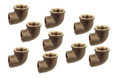 Kirchhoff Roodmessing overgangshoek 90°, blank, 18 mm x 1/2"IT, 1 socket (4090g) (10x) - 989232655