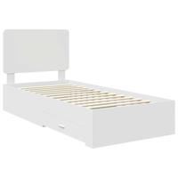 Bedframe met hoofdeinde met lade Wit 90 x 200 cm Bewerkt hout - thumbnail