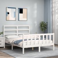 Bedframe zonder matras massief grenenhout wit 120x200 cm - thumbnail