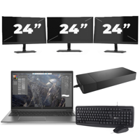 HP ZBook Firefly 15 G7 - Intel Core i7-10e Generatie - 15 inch - 8GB RAM - 256GB SSD - Windows 11 + 3x 24 inch Monitor - thumbnail