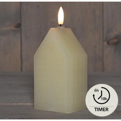 LED Kaars wax huisje ivoor 5x6x15cm