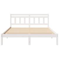 Bedframe met hoofdeinde Wit 160 x 200 cm Massief grenenhout - thumbnail
