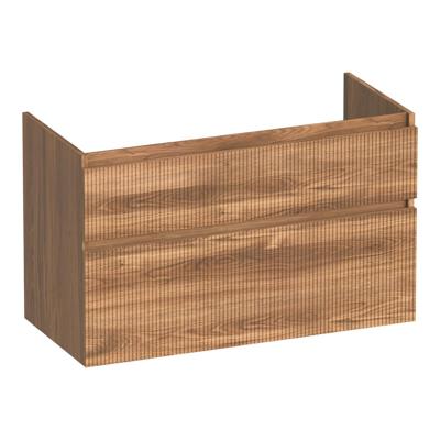 Brauer Delight Wavy - Onderkast - 100 cm - met 2 Softclose Lades Greeploos en 1 Sifon Uitsparing - Honey