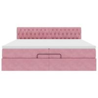 Ottoman bed met matras 200x200 cm fluweel roze - thumbnail