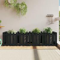 Plantenbak verhoogd hekontwerp 200x50x50 cm grenenhout zwart - thumbnail
