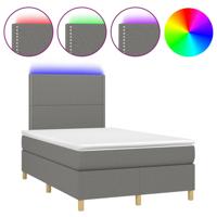 Boxspring met matras en LED stof donkergrijs 120x200 cm - thumbnail