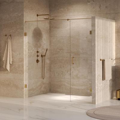 Brauer Void - Nisdeur - 2-Delig - Helder Glas - 200 x 200 cm - Omkeerbaar - met Draaideur 70 cm - Aan Muur - incl. Glascoating - PVD Goud