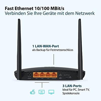 TP-Link TL-MR6400 Wireless N 4G LTE Router Router Zwart - thumbnail