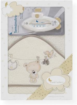 Interbaby Badcape En Thermometer 100 Cm Katoen Beige 2-delig Interbaby Badcape En Thermometer 100 Cm Katoen Beige 2-delig