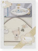 Interbaby Badcape En Thermometer 100 Cm Katoen Beige 2-delig - thumbnail