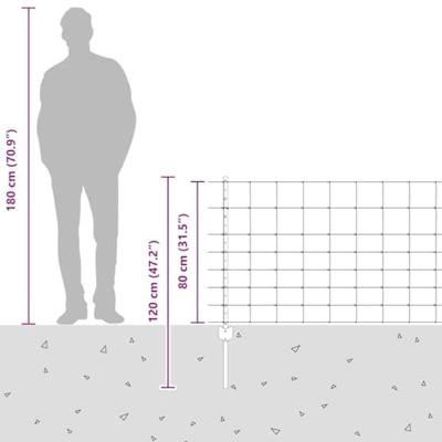 VidaXL Hek met paal zilver 0,8 x 25 m staal