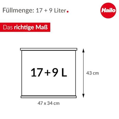 Hailo öko duo plus L 6302600 Afvalbak 26 l Plaatstaal (l x b x h) 470 x 470 x 430 mm Zwart Met voetpedaal 1 stuk(s) - thumbnail