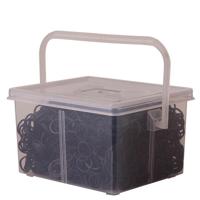 BR Invlechtelastiekjes in bakje Zwart zwart - thumbnail