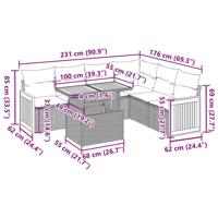 7-delige Loungeset met kussens poly rattan zwart - thumbnail