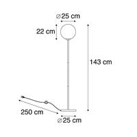 QAZQA Art deco vloerlamp messing met roze glas - Pallon - thumbnail