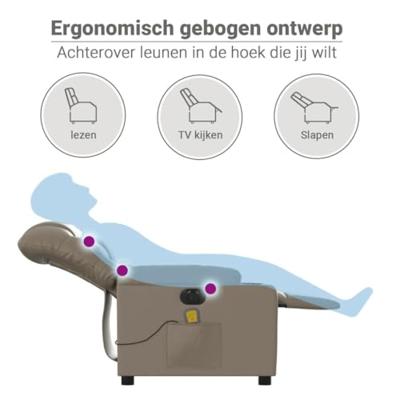 Massagestoel verstelbaar elektrisch kunstleer cappuccinokleurig