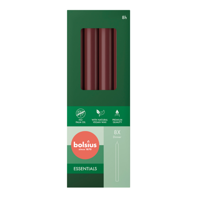 Bolsius Dinerkaars 8 stuks velvet red 23 cm
