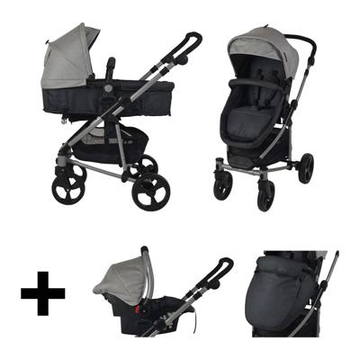Xadventure 3-in-1 kinderwagen + autostoel lichtgrijs