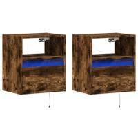 Tv-wandmeubels met LED 2 st 41x31x45 cm gerookt eikenkleurig - thumbnail