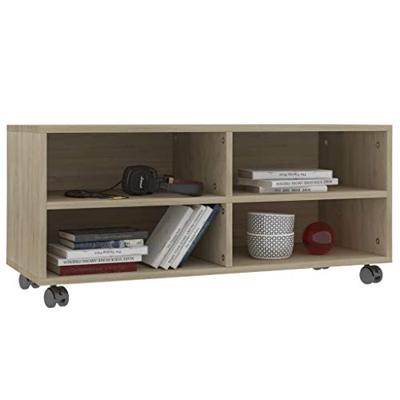 Tv-meubel met wieltjes 90x35x35 cm bewerkt hout sonoma eiken