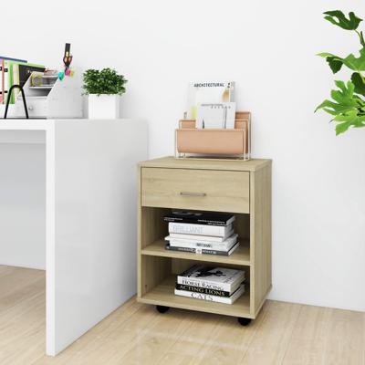 VidaXL Rolkast 46x36x59 cm bewerkt hout sonoma eikenkleurig VidaXL Rolkast 46x36x59 cm bewerkt hout sonoma eikenkleurig